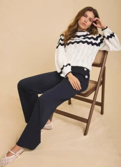 Online Button Front Wide Trousers Wide Leg Trousers|Trousers