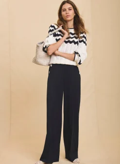 Online Button Front Wide Trousers Wide Leg Trousers|Trousers