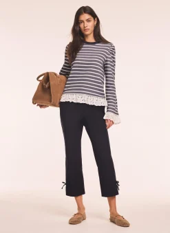 Cotton Blend Capri Trousers Trousers