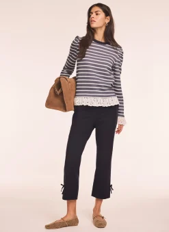 Cotton Blend Capri Trousers Trousers