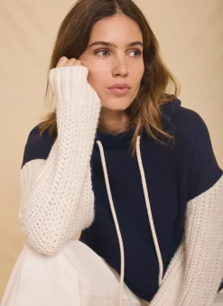 New Cotton Blend Contrast Sleeve Hoodie Sweatshirts|Sweatshirts