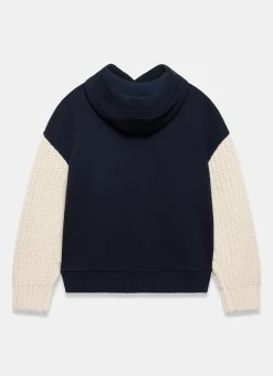 New Cotton Blend Contrast Sleeve Hoodie Sweatshirts|Sweatshirts