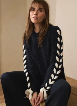 Online Cotton Blend Ribbon Detail Jumper Jumpers|Jumpers & Cardigans