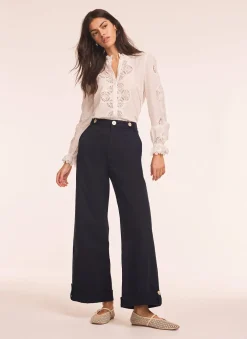 Clearance Cropped Wide Chino Trousers Wide Leg Trousers|Trousers