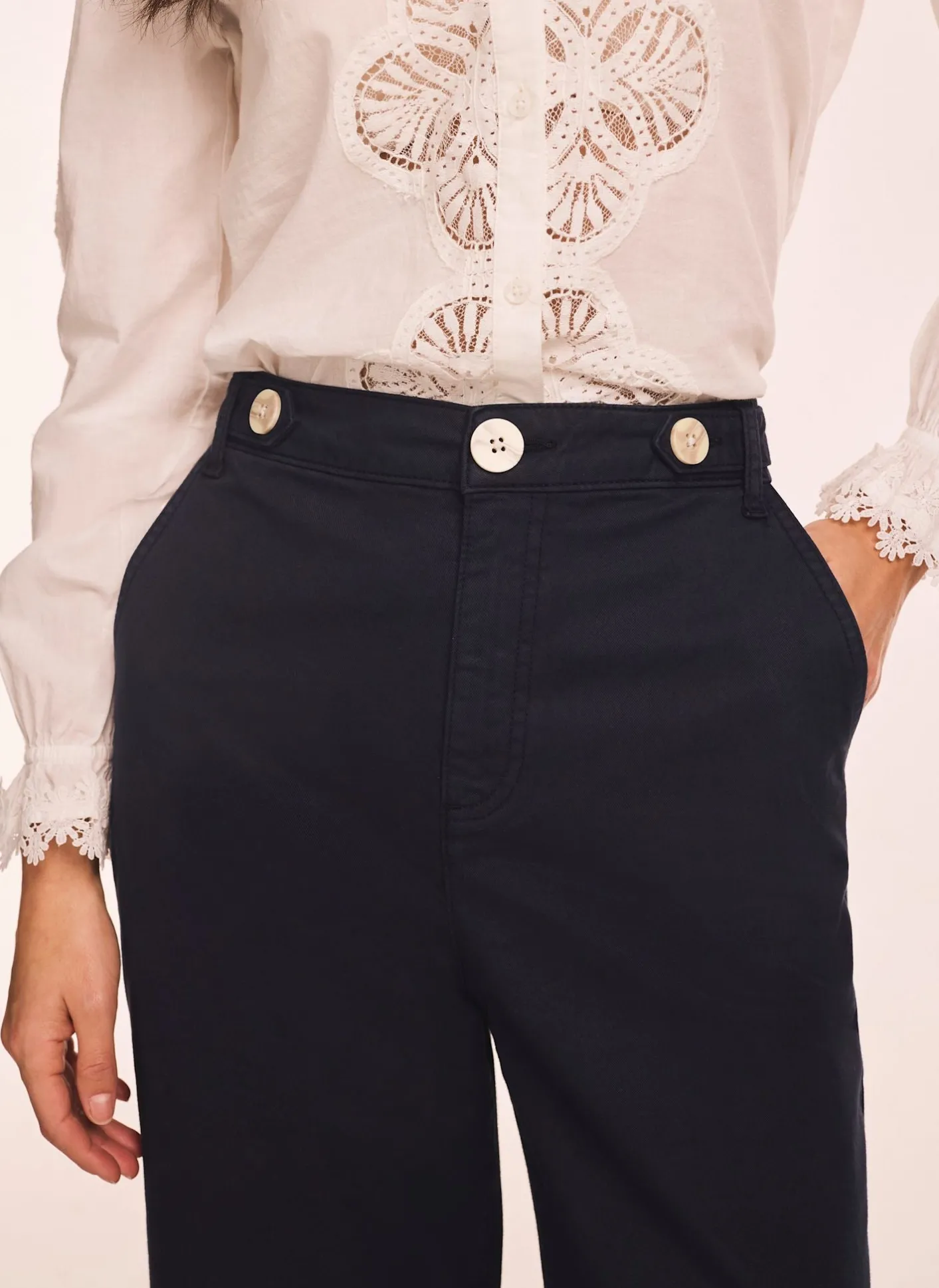 Clearance Cropped Wide Chino Trousers Wide Leg Trousers|Trousers