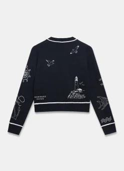 Best Embroidered Marine Knit Cardigan Cardigans|Jumpers & Cardigans