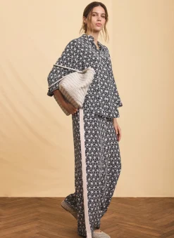 Outlet Geometric Print Wide Trousers Wide Leg Trousers|Trousers