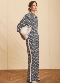 Outlet Geometric Print Wide Trousers Wide Leg Trousers|Trousers