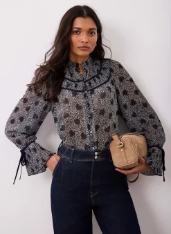 Best Heart Print Chiffon Blouse Shirts & Blouses