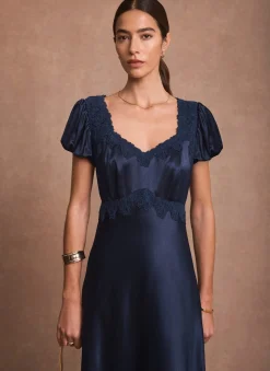 Best Lace Detail Satin Midi Dress Occasion Dresses|Occasion Dresses
