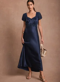 Best Lace Detail Satin Midi Dress Occasion Dresses|Occasion Dresses