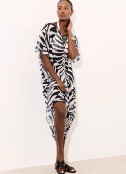 Leaf Print Beach Cover Up Summer Dresses|Midi Dresses