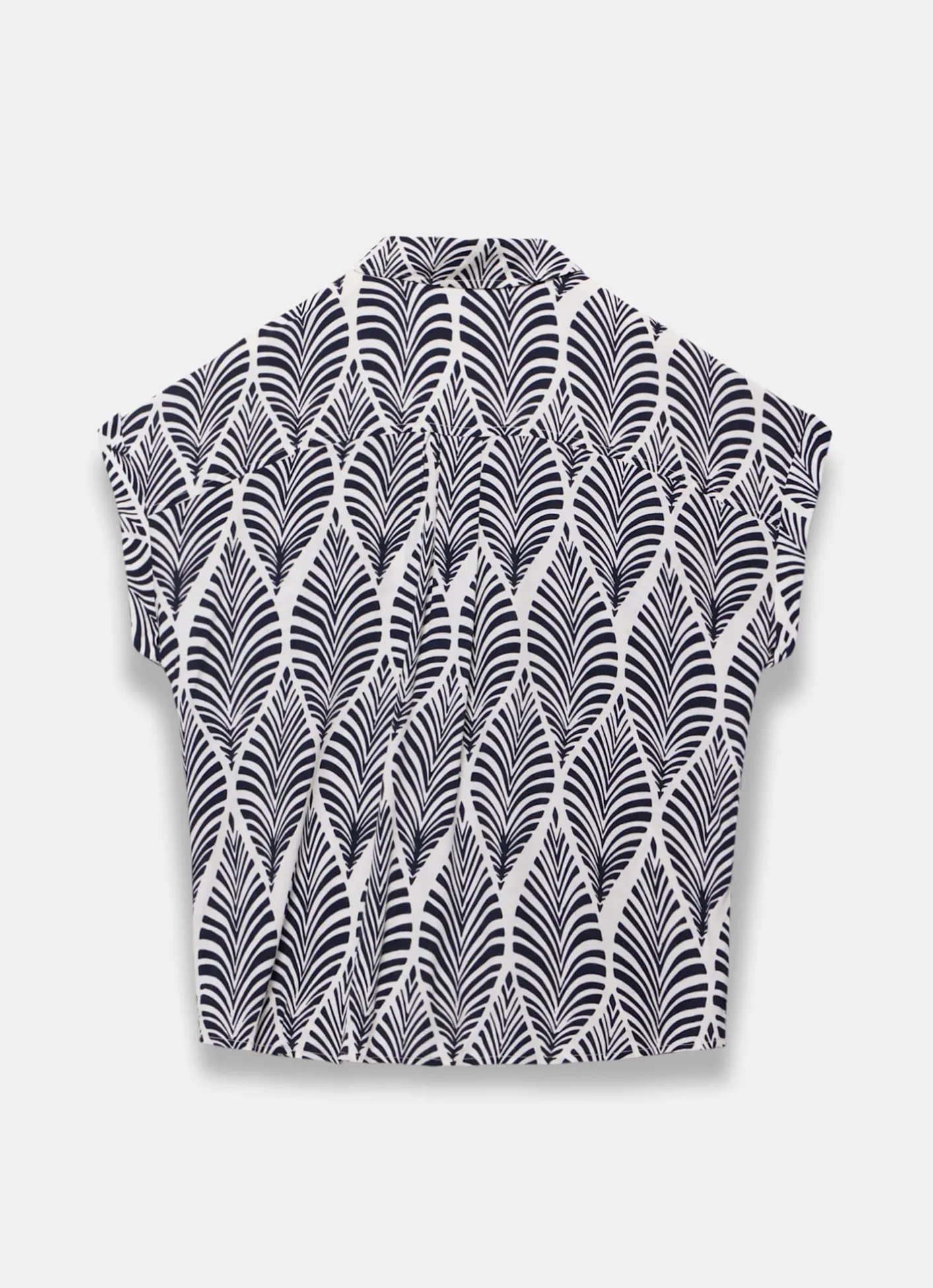 Clearance Navy Leaf Print Resort Shirt Shirts & Blouses|All Tops