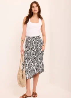 Clearance Leaf Print Wrap Midi Skirt Midi Skirts|Skirts