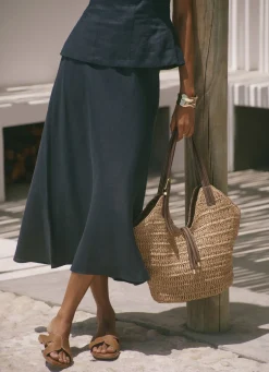 Clearance Linen Midi Skirt Midi Skirts|Skirts