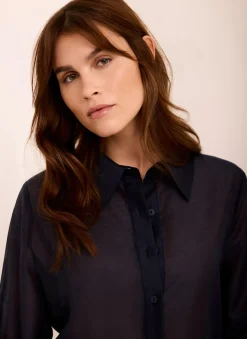Online Longline Tie Back Sheer Shirt Shirts & Blouses