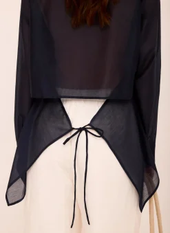 Online Longline Tie Back Sheer Shirt Shirts & Blouses
