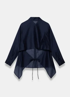 Online Longline Tie Back Sheer Shirt Shirts & Blouses