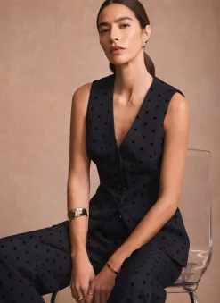 Best Polka Dot Longline Waistcoat Mv Limited|Waistcoats