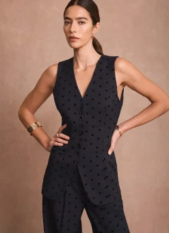 Best Polka Dot Longline Waistcoat Mv Limited|Waistcoats