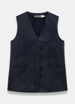 Hot Ramie Longline Waistcoat Waistcoats|All Tops
