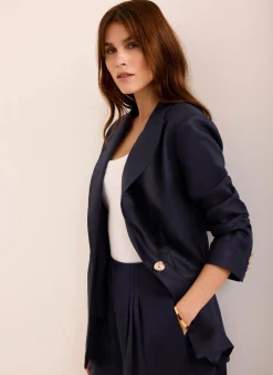 Online Ramie Single Breasted Blazer Jackets