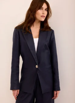 Online Ramie Single Breasted Blazer Jackets
