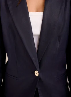 Online Ramie Single Breasted Blazer Jackets