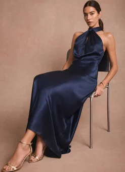 Sale Satin Halter Maxi Dress Occasion Dresses|Occasion Dresses