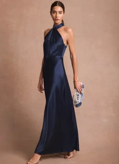 Sale Satin Halter Maxi Dress Occasion Dresses|Occasion Dresses