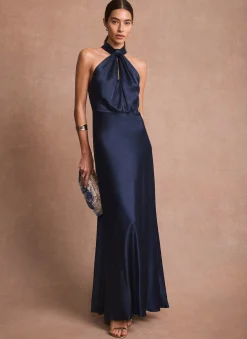 Sale Satin Halter Maxi Dress Occasion Dresses|Occasion Dresses