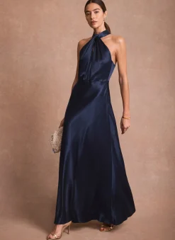 Sale Satin Halter Maxi Dress Occasion Dresses|Occasion Dresses