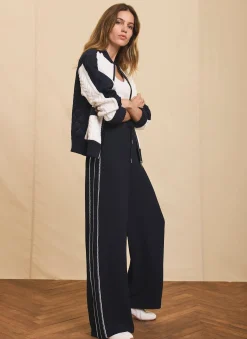 Scallop Side Stripe Wide Trousers Wide Leg Trousers|Trousers