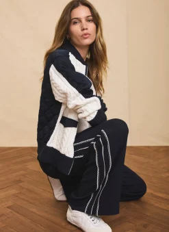 Scallop Side Stripe Wide Trousers Wide Leg Trousers|Trousers