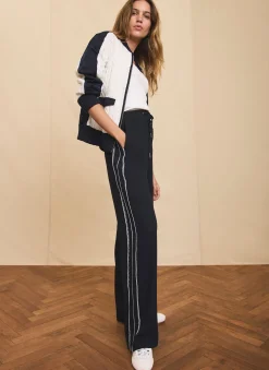 Scallop Side Stripe Wide Trousers Wide Leg Trousers|Trousers