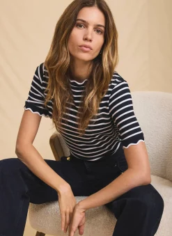 New Stripe Scallop Trim T-Shirt T-Shirts|T-Shirts