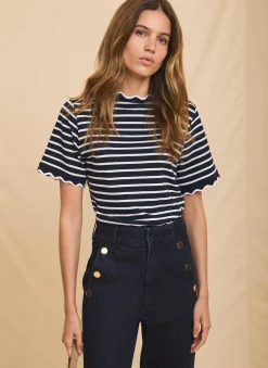 New Stripe Scallop Trim T-Shirt T-Shirts|T-Shirts