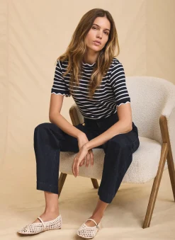 New Stripe Scallop Trim T-Shirt T-Shirts|T-Shirts
