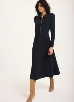 Online Textured Zip Detail Midi Dress Midi Dresses