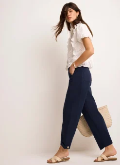 Discount Washed Barrel Leg Chino Trousers Trousers