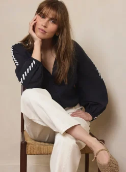 Sale Whipstitch Detail Blouse Shirts & Blouses
