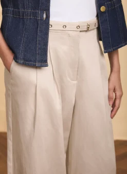 Hot Neutral Belted Wide Trousers Wide Leg Trousers|Trousers