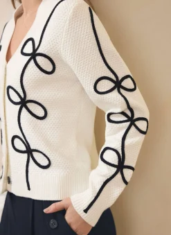 Discount Neutral Bow Detail Cardigan Cardigans|Jumpers & Cardigans