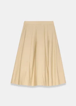 Best Neutral Cotton A Line Midi Skirt Midi Skirts|Skirts