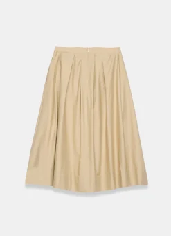 Best Neutral Cotton A Line Midi Skirt Midi Skirts|Skirts