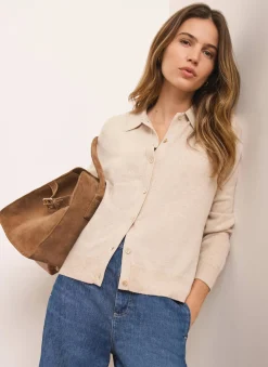 Discount Cotton Blend Button Collar Cardigan Cardigans|Jumpers & Cardigans