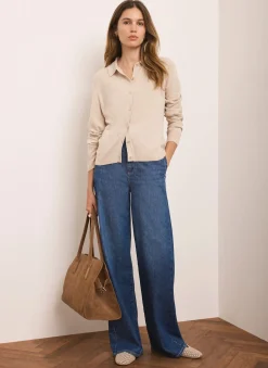 Discount Cotton Blend Button Collar Cardigan Cardigans|Jumpers & Cardigans