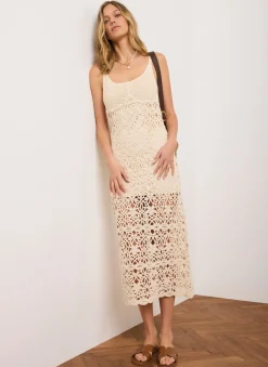 Online Cotton Crochet Midi Dress Summer Dresses|Midi Dresses