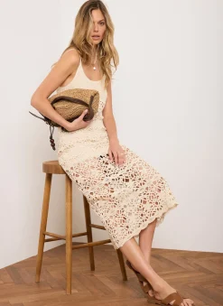Online Cotton Crochet Midi Dress Summer Dresses|Midi Dresses