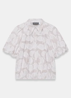 New Cotton Jacquard Striped Shirt Shirts & Blouses|All Tops